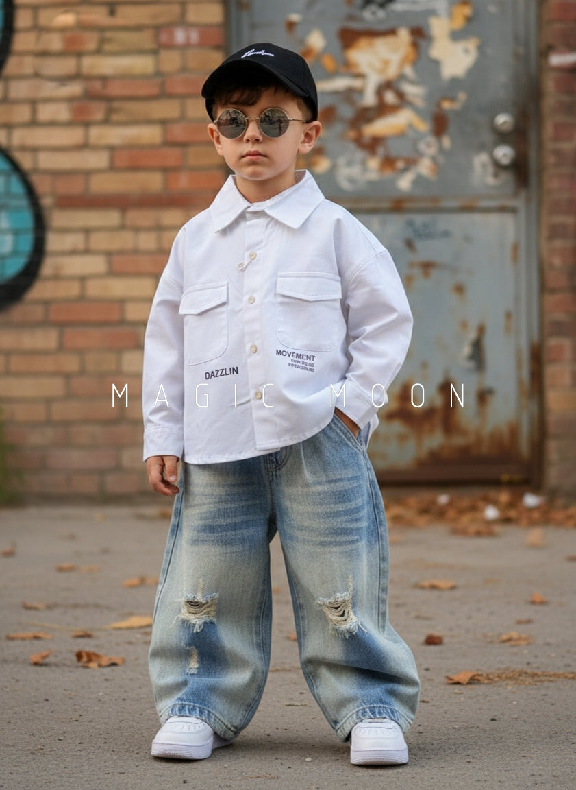 Boy's Full Sleeve Oversized Shirt