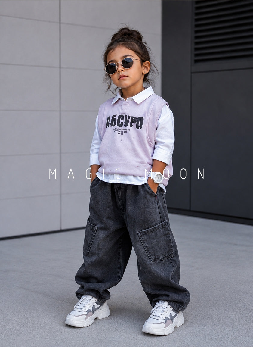 ST104 Unisex Full Sleeve Oversized Shirt with Vest and Pant Set