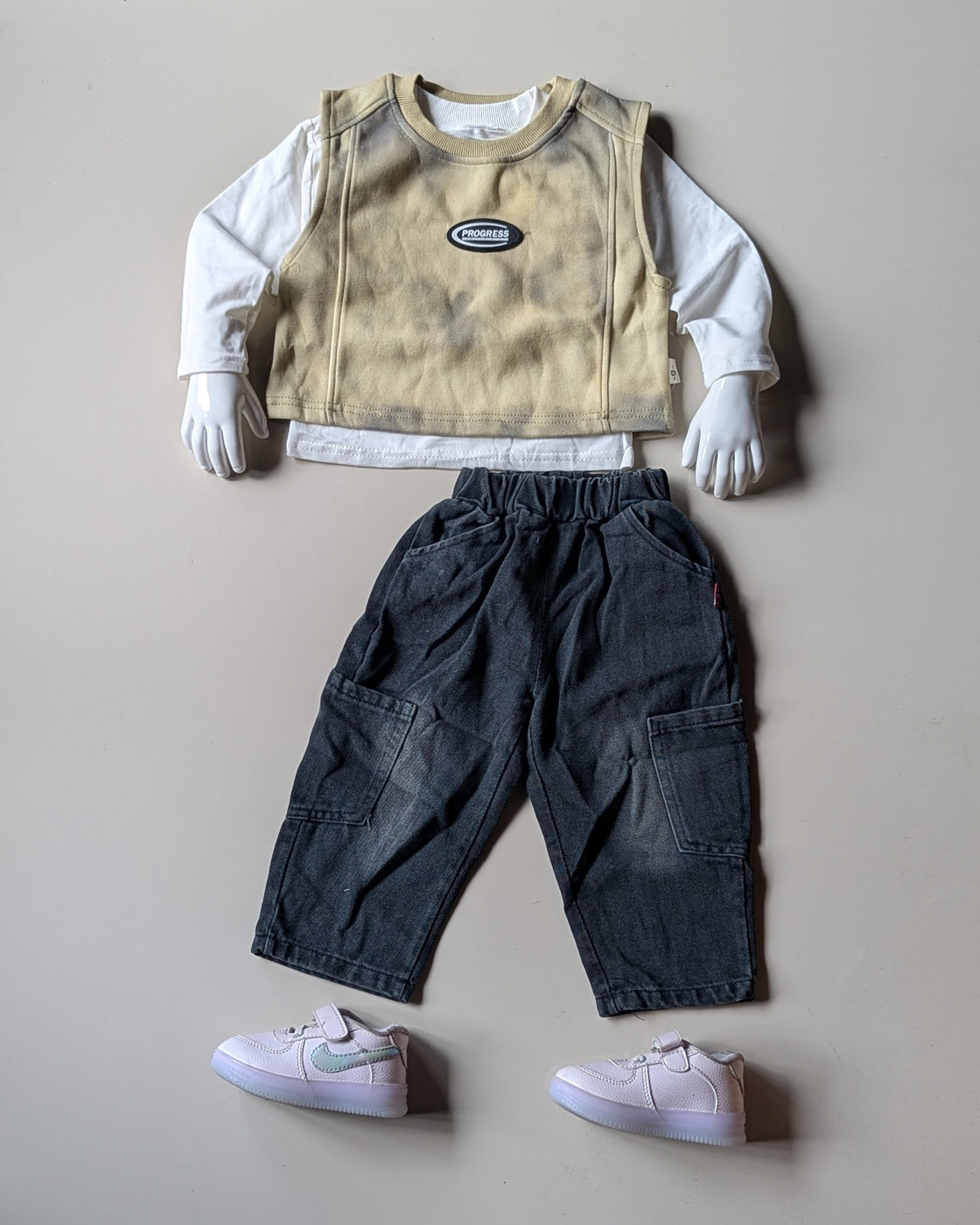 ST104 Unisex Full Sleeve Oversized T Shirt with Vest and Pant Set