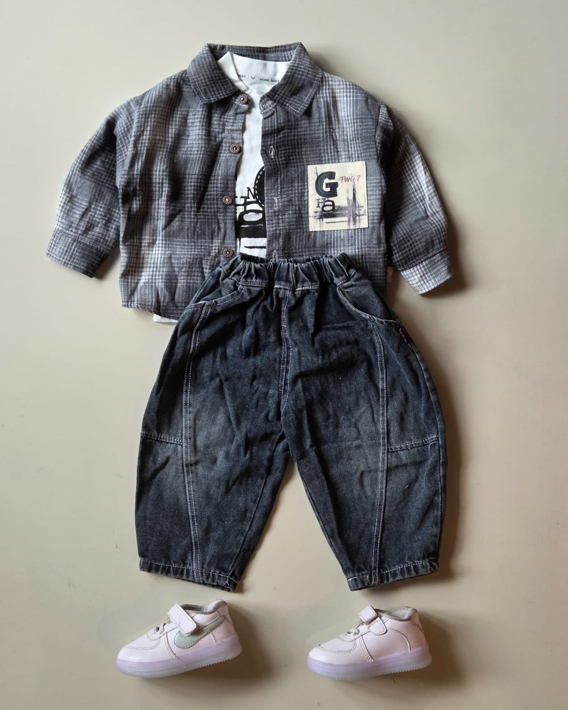 STIM109-01 Unisex Full Sleeve Oversized Shirt with Inner T Shirt and Pant Set