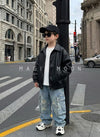 Unisex Full Sleeve Oversized Leather Jacket