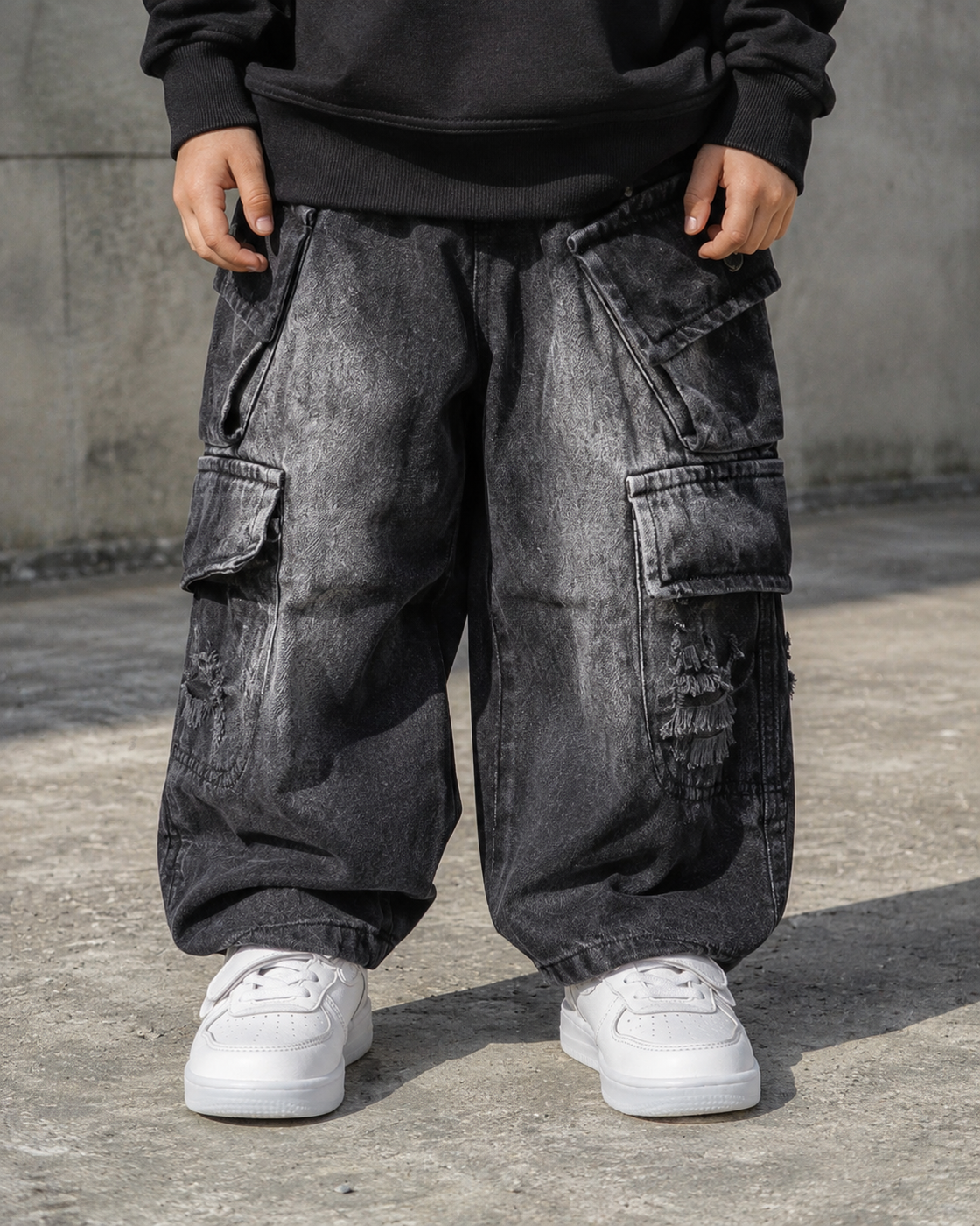 JNSIM116-01 Unisex Super Baggy Jeans