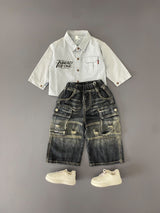 STIM165 Boys Full Sleeve Oversized Shirt with Super Baggy Jeans