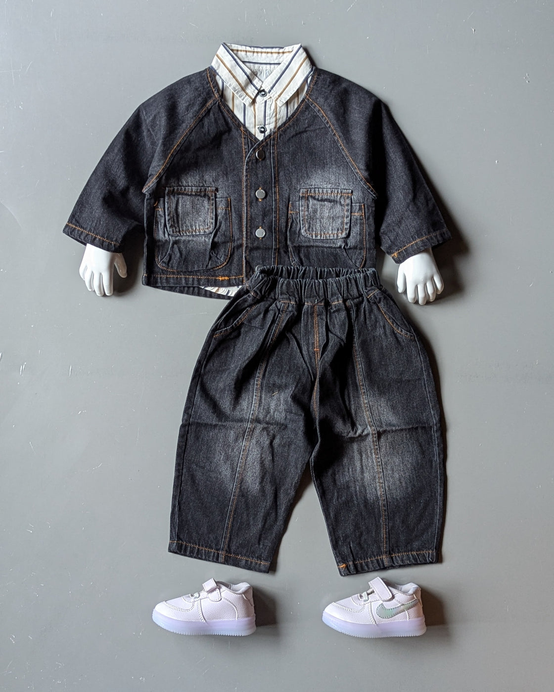 Unisex Full Sleeve Denim Jacket with Inner shirt and pant set