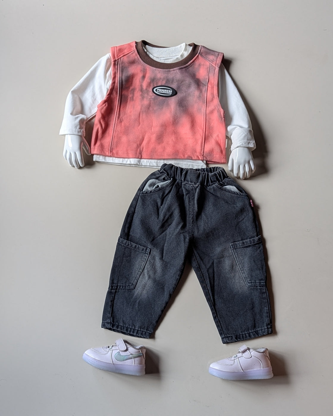 ST104 Unisex Full Sleeve Oversized T Shirt with Vest and Pant Set