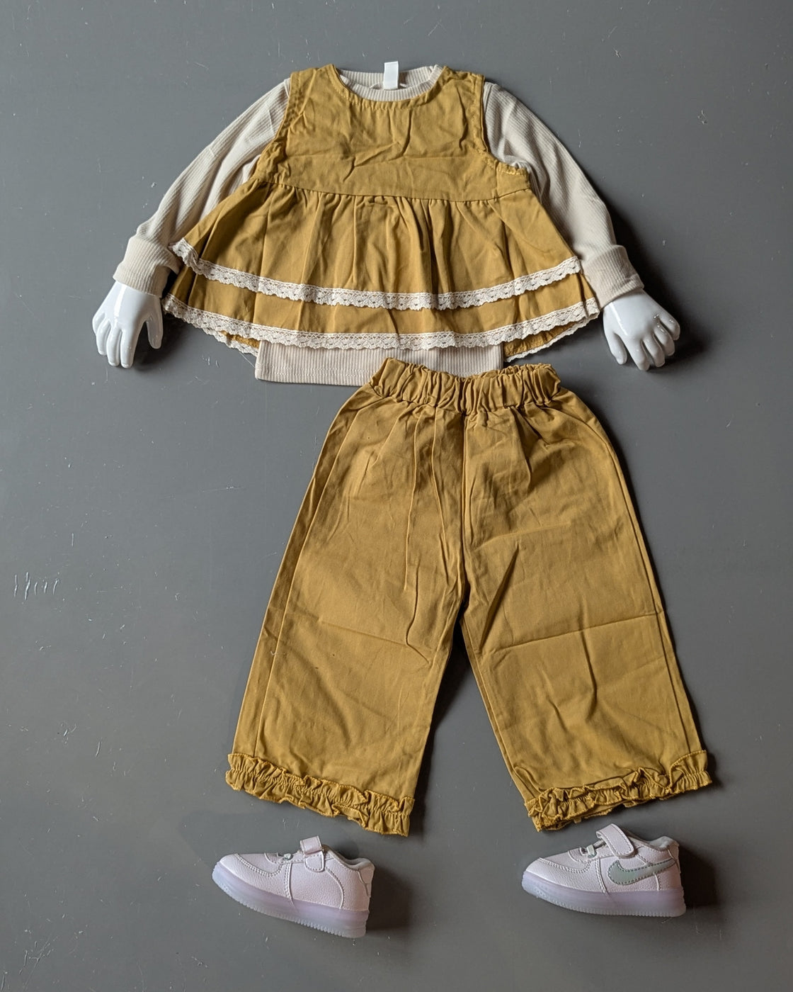Full Sleeve Inner T Shirt with Vest and Wide Leg Pant Set