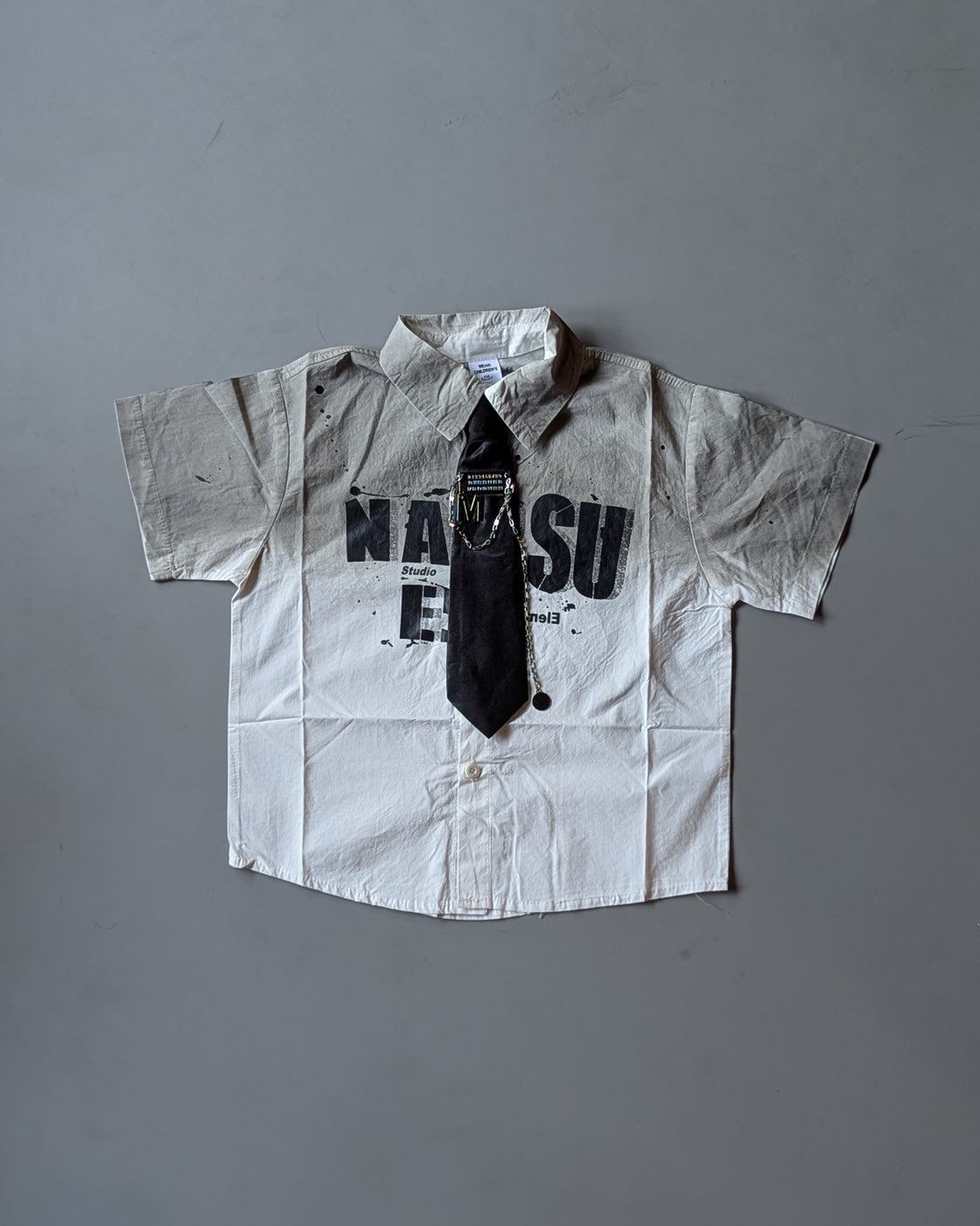 Unisex Half Sleeve Oversized Shirt with Tie