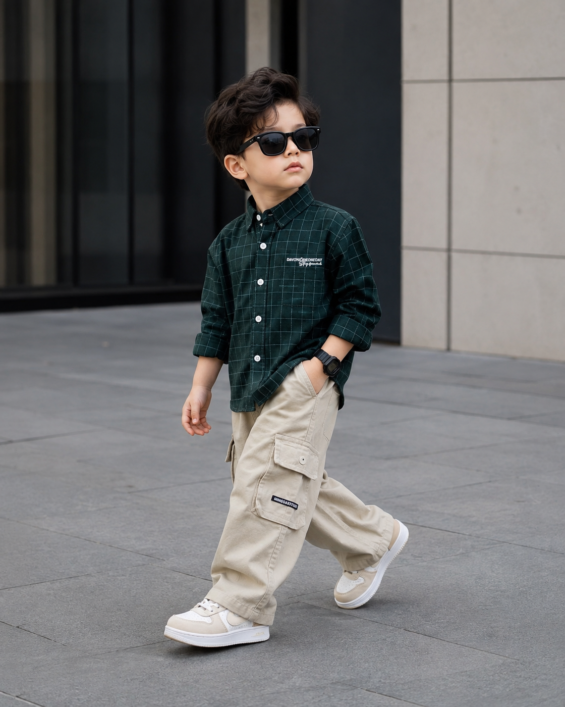 SHGMI01-03 Boys Full Sleeve Oversized Check Shirt