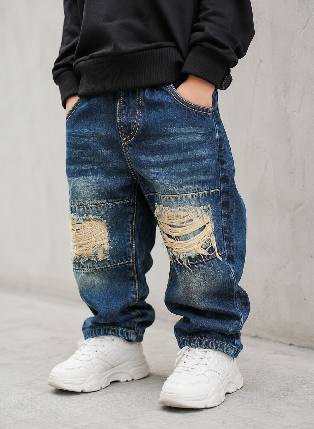 JNS107 Unisex Distressed Baggy Jeans
