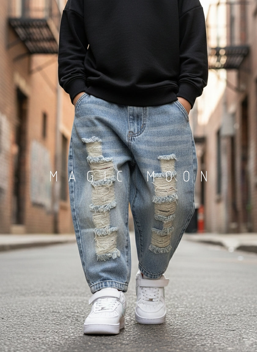 Unisex Distressed Baggy Jeans