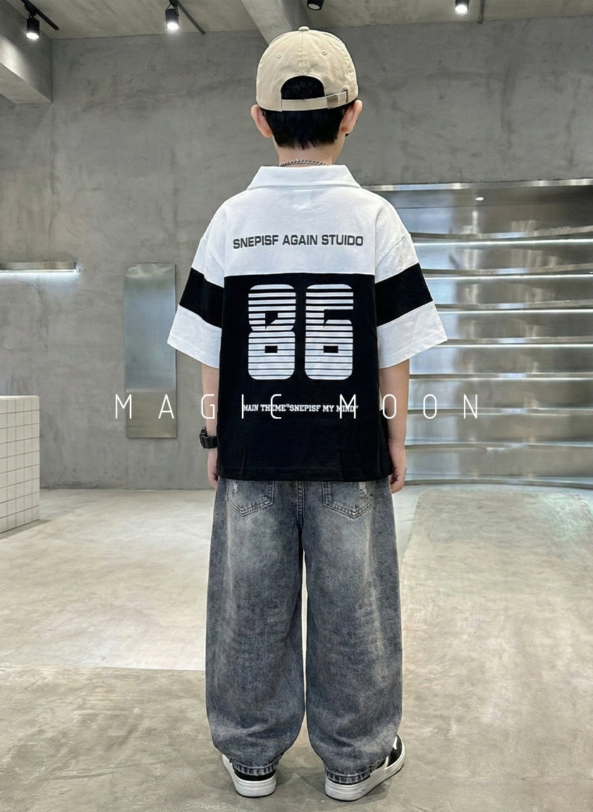 Unisex Half Sleeve Oversized Polo Neck T Shirt