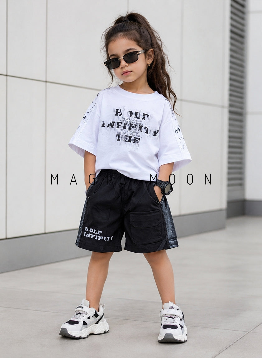 ST105 Unisex Half Sleeve Oversized T Shirt and Shorts Set