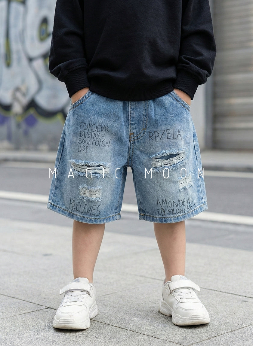 Unisex Distressed Shorts