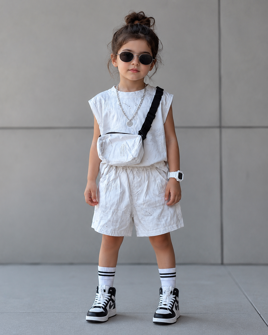 ST107 Unisex Sleeveless T Shirt with Attached Bag and Shorts Set