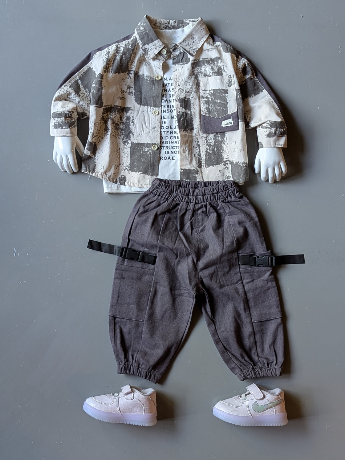 Unisex Full Sleeve Oversized Jacket, Inner T Shirt and Pant Set
