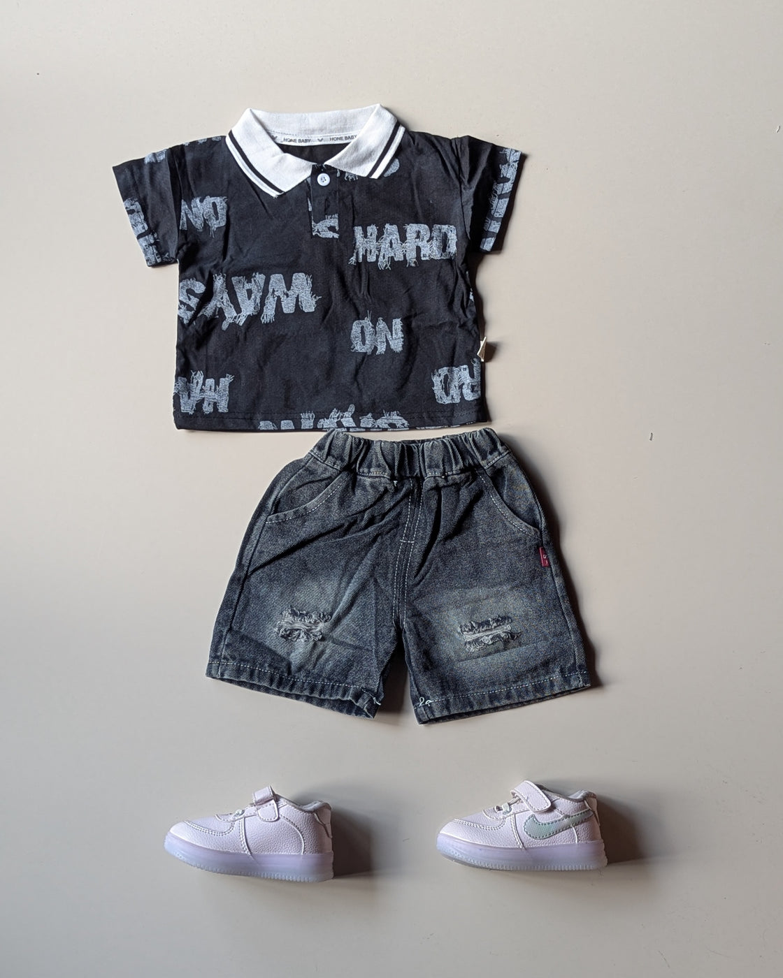 ST105 Unisex Half Sleeve Oversized Polo T Shirt and Shorts Set