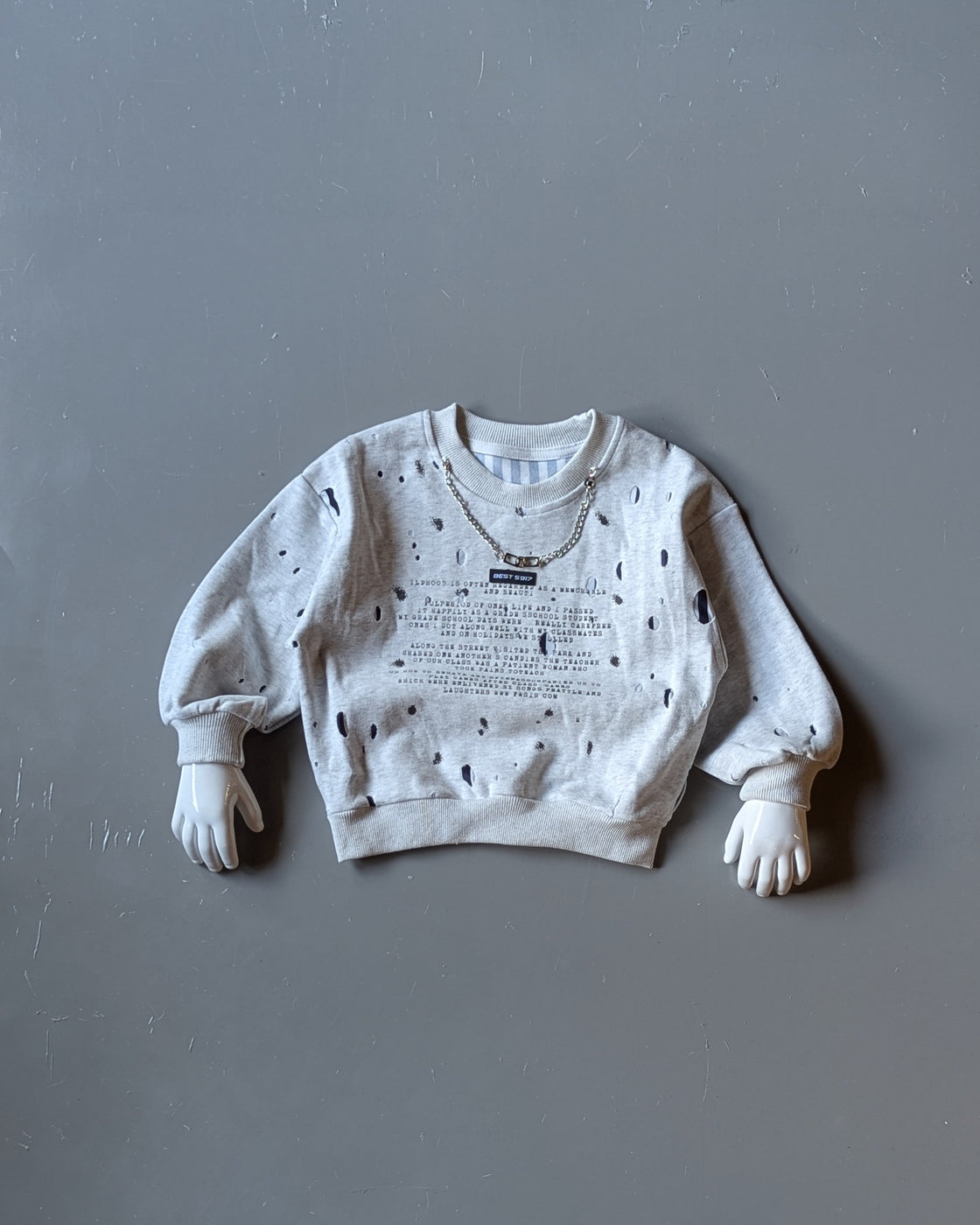 Unisex Full Sleeve Oversized Distressed T Shirt