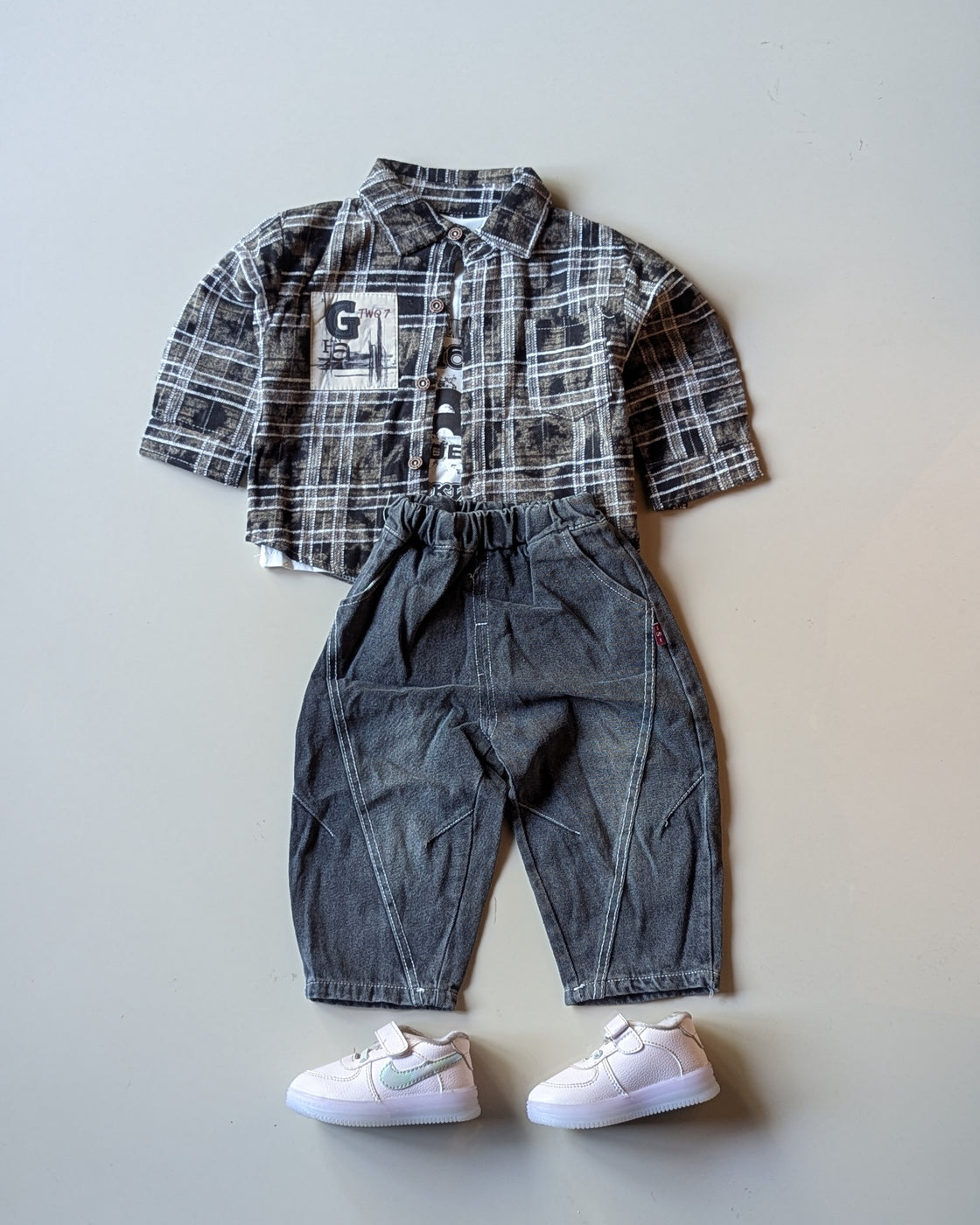 STIM121-02 Unisex Full Sleeve Oversized Shirt with Inner T Shirt and Pant Set