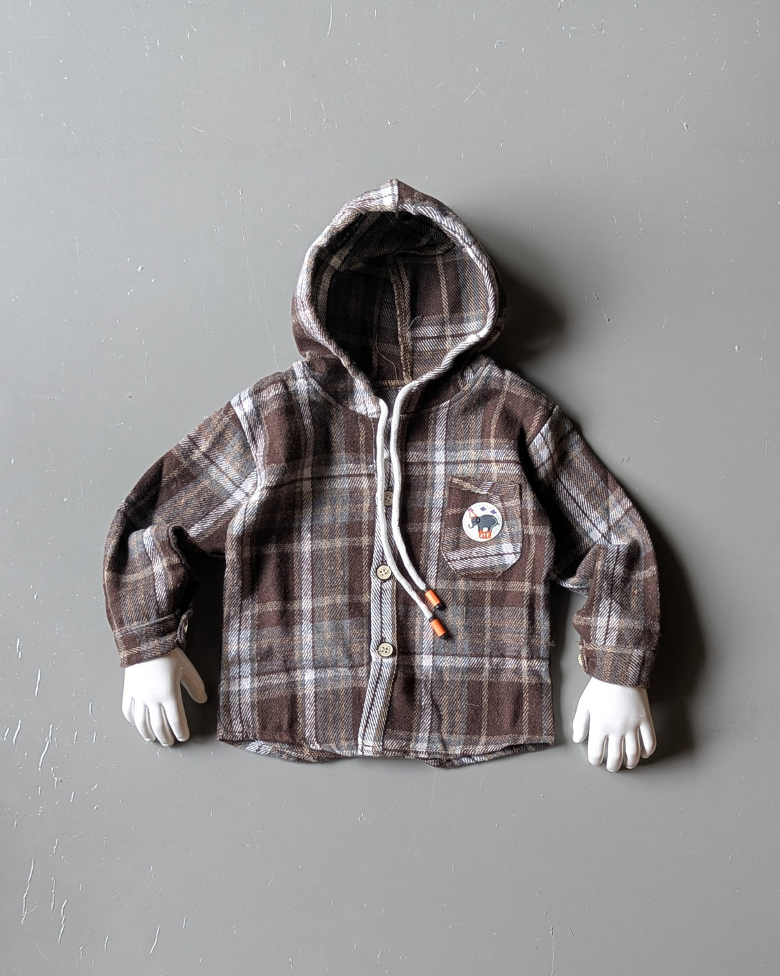 Unisex Check Hooded Shirt