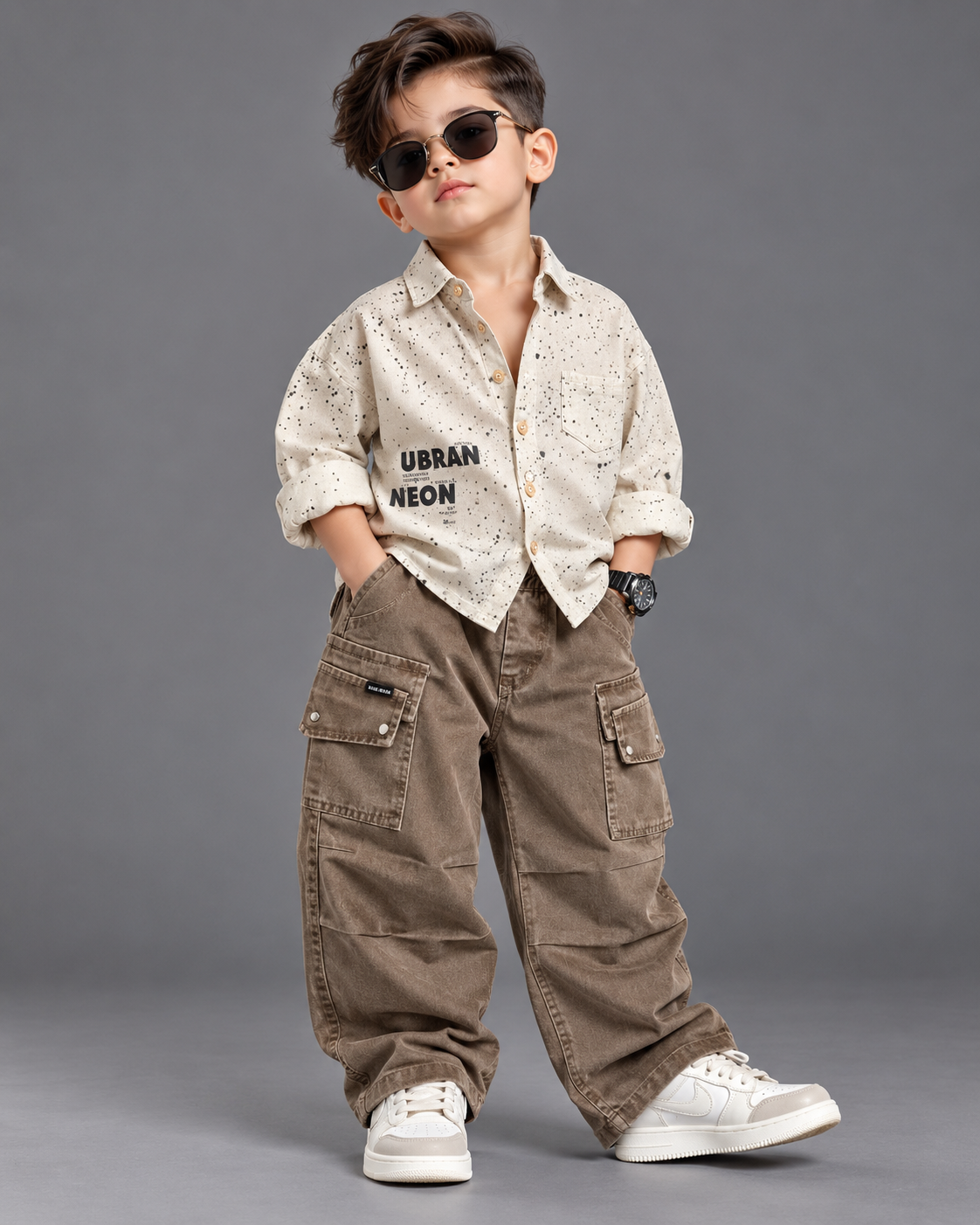 STIM162 Boys Full Sleeve Oversized Shirt with Cotton Super Baggy