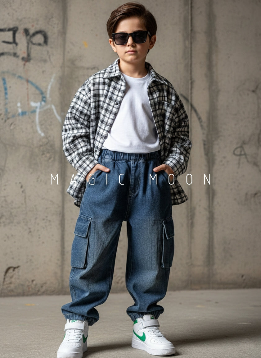 Unisex Full Sleeve Oversized Shirt Inner T Shirt and Pant Set