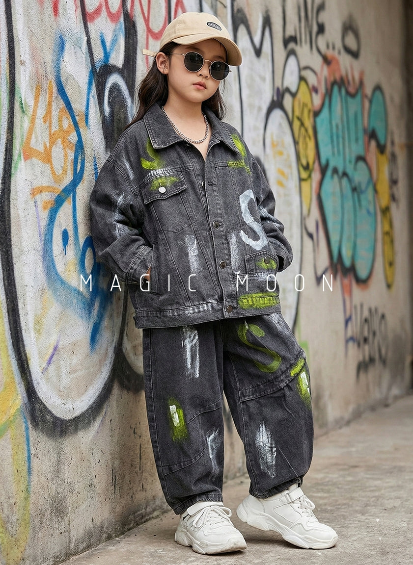 Unisex Oversized Denim Full Sleeve Jacket and Baggy Jeans Set