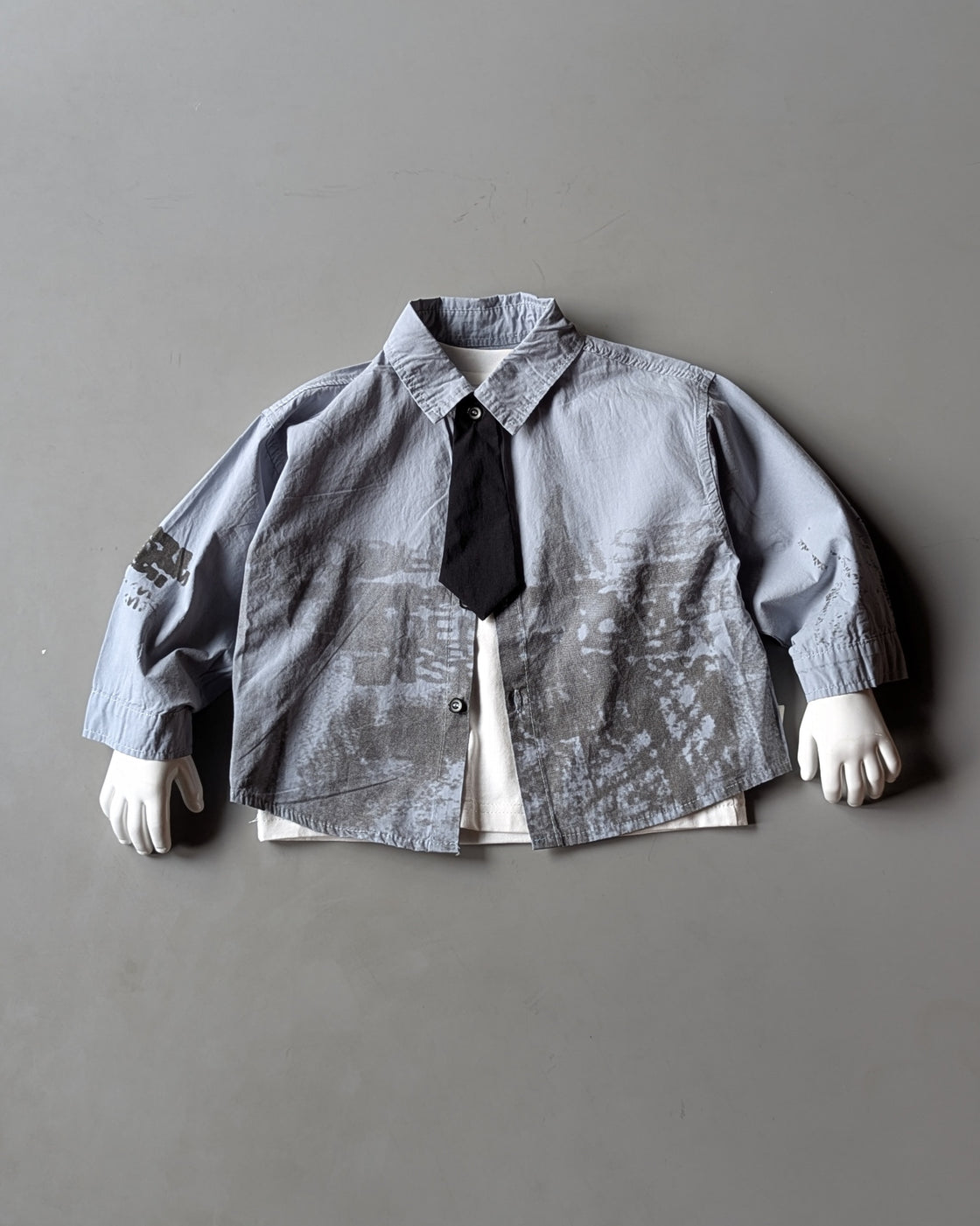 SHFS03 Unisex Full Sleeve Oversized Shirt and Inner T Shirt with Tie