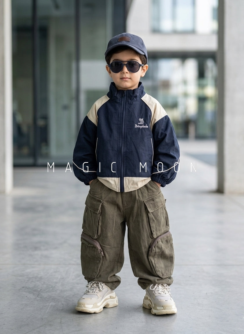 JKT01 Unisex Color Block Full Sleeve Oversized Jacket