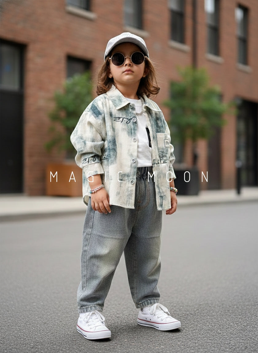 Unisex Full Sleeve Oversized Jacket, Inner T Shirt and Pant Set