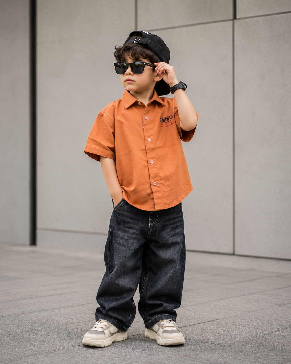 SHGMI02-03 Boys Half Sleeve Oversized Shirt