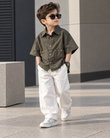 SHBYA01-05 Boys Half Sleeve Oversized Shirt
