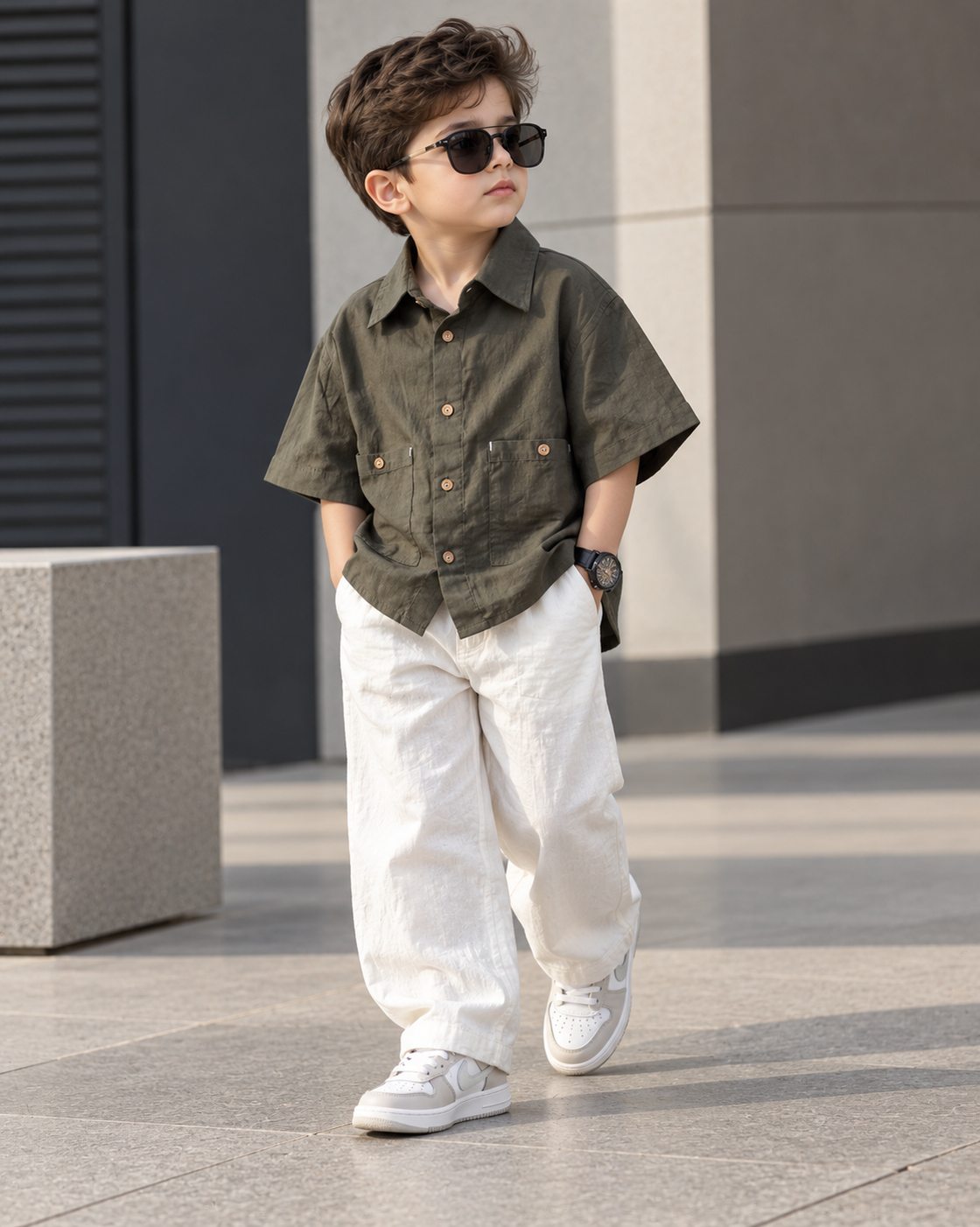 SHBYA01-05 Boys Half Sleeve Oversized Shirt