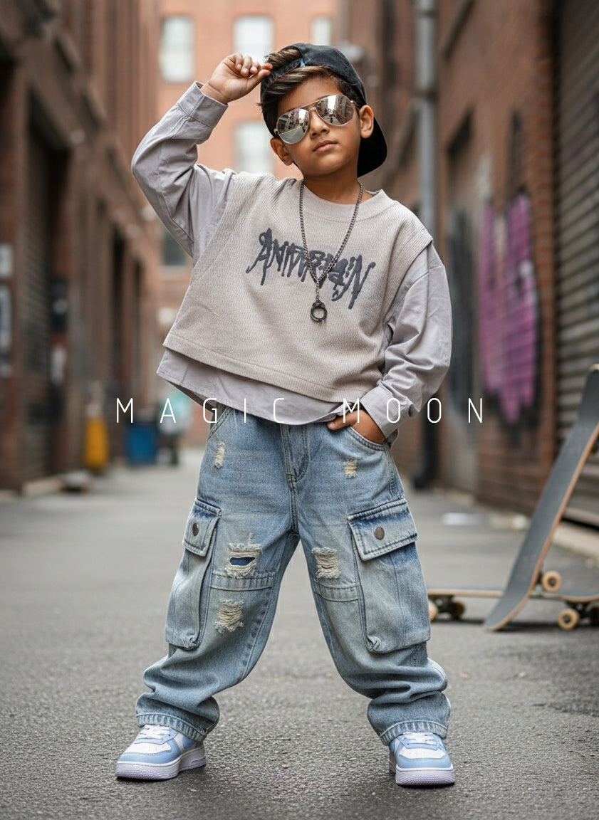 Unisex Full Sleeve Layered Look Oversized T Shirt