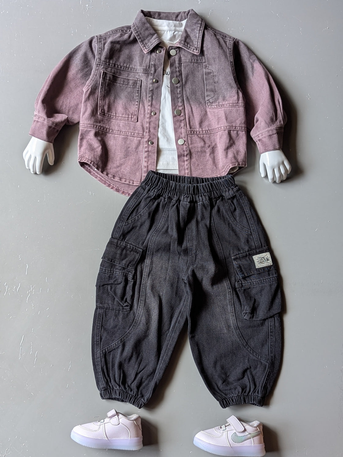 Unisex Full Sleeve Oversized Denim Jacket, Inner T Shirt and Pant Set