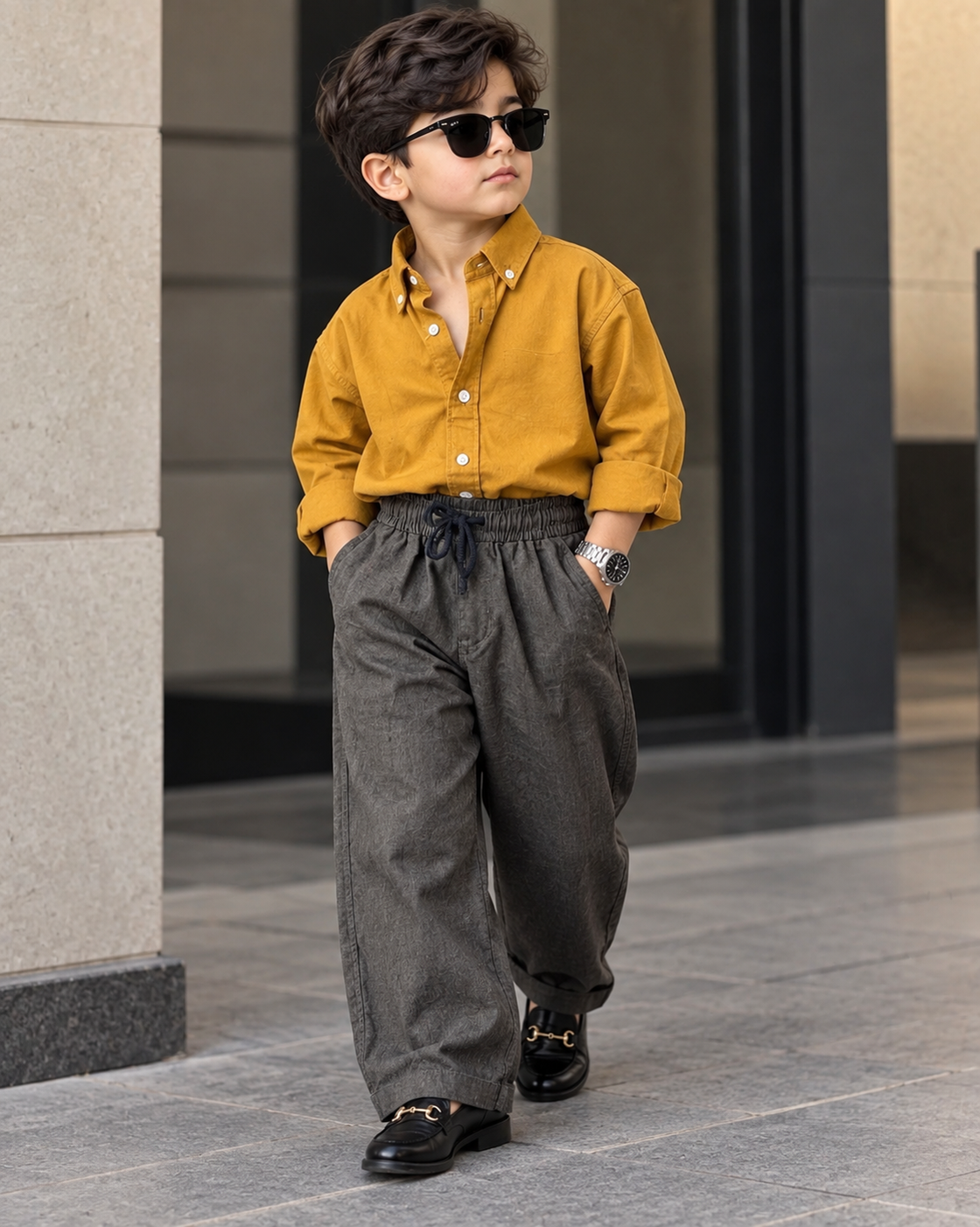 SHDMW01-01 Boys Full Sleeve Oversized Solid Colour Shirt