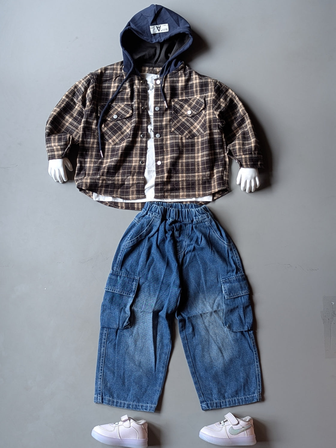 Unisex Full Sleeve Oversized Hooded Jacket Inner T Shirt and Pant Set