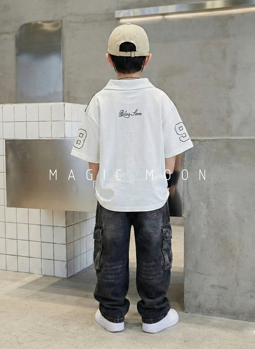 Unisex Half Sleeve Oversized Polo Neck T Shirt