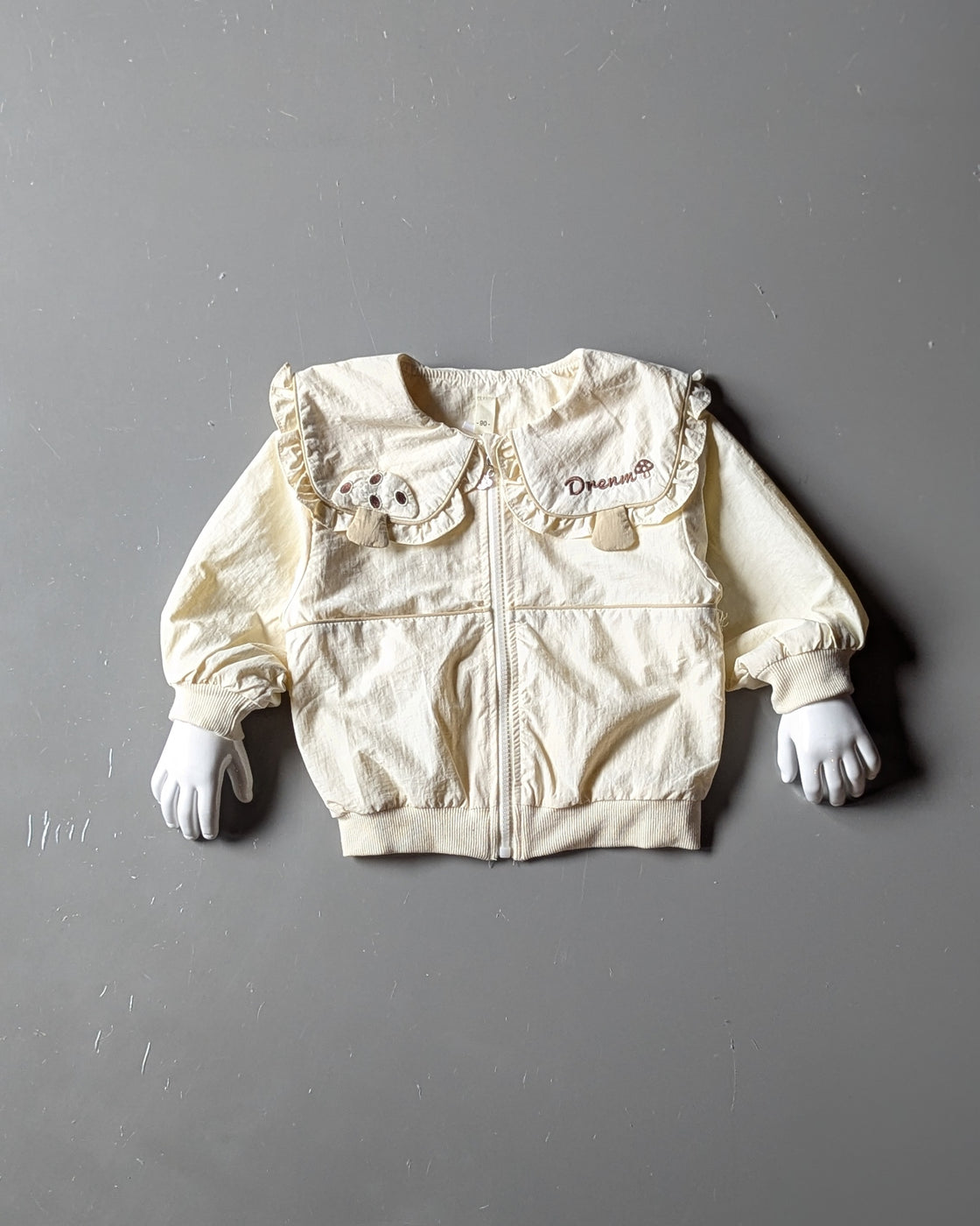 Girl's Full Sleeve Peter Pan Collar Zipper Jacket