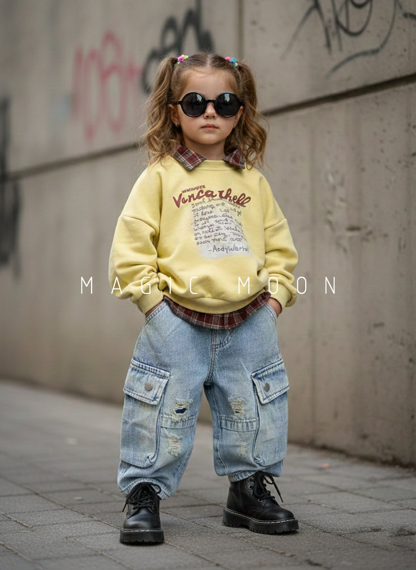 Unisex Full Sleeve Oversized Layered Look Polo T Shirt