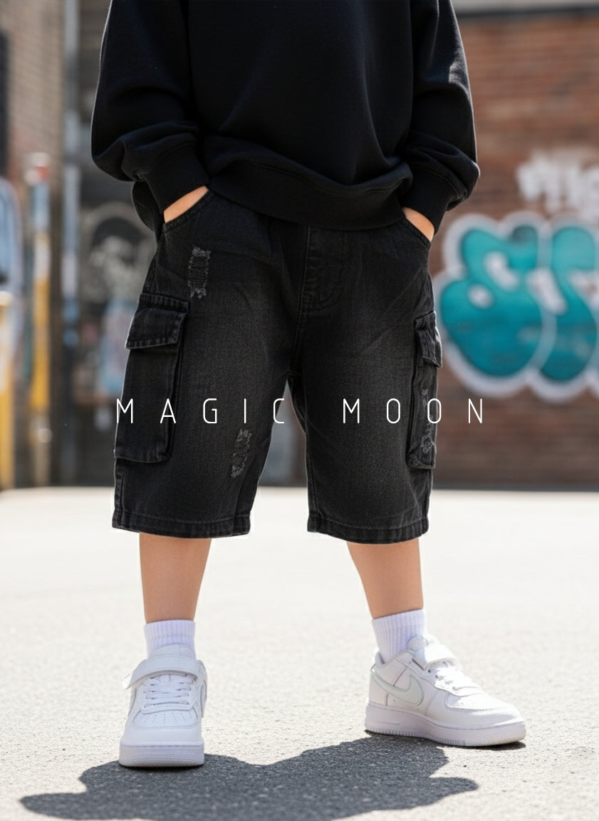 Unisex Knee Length Denim Shorts