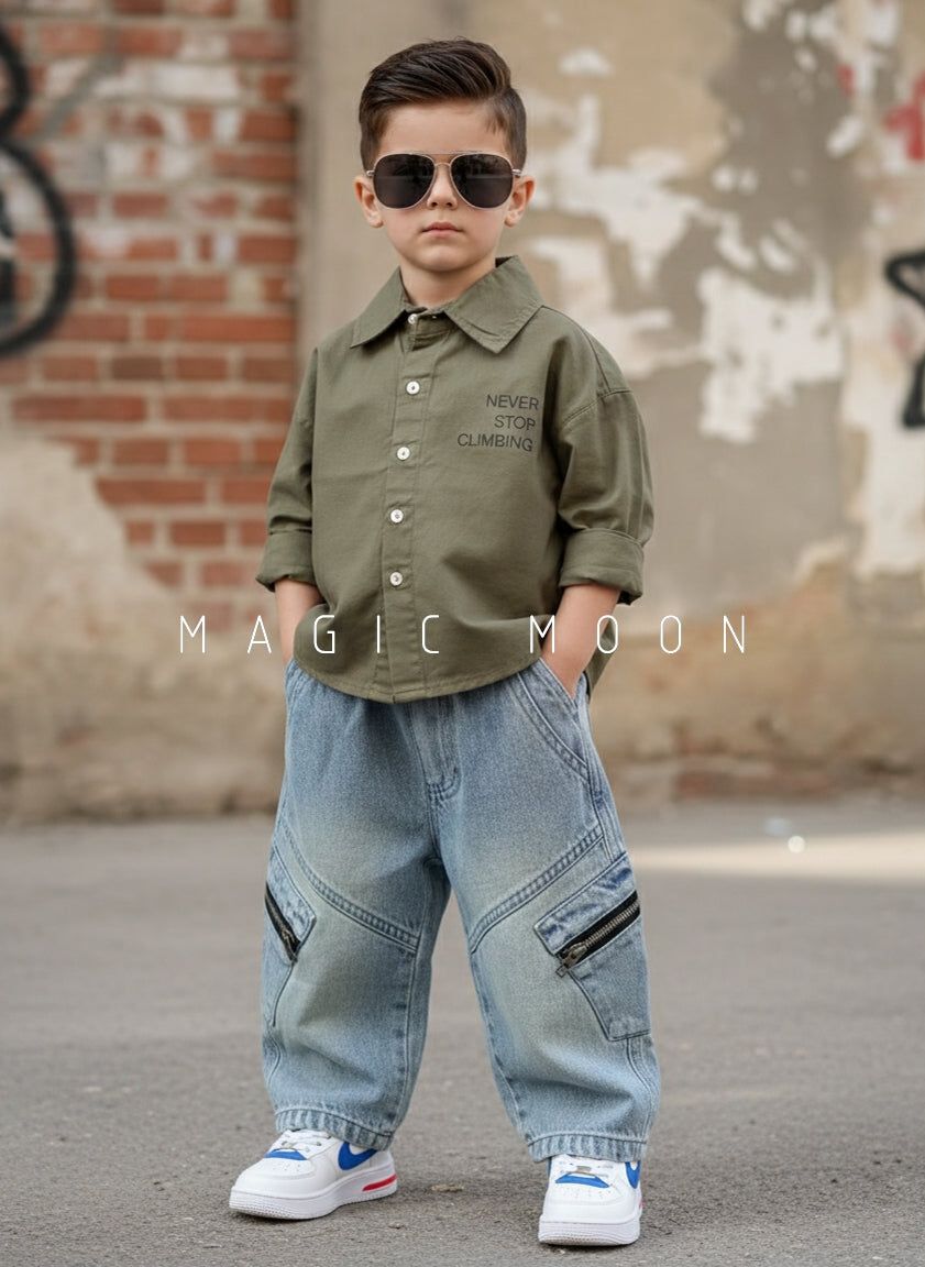 Boy's Full Sleeve Oversized Shirt