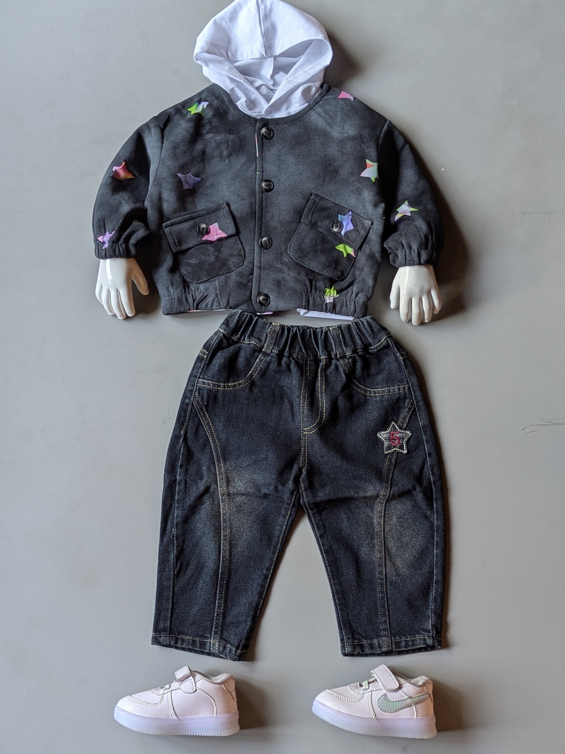 Unisex Full Sleeve Oversized Jacket Hooded Inner T Shirt and Pant Set