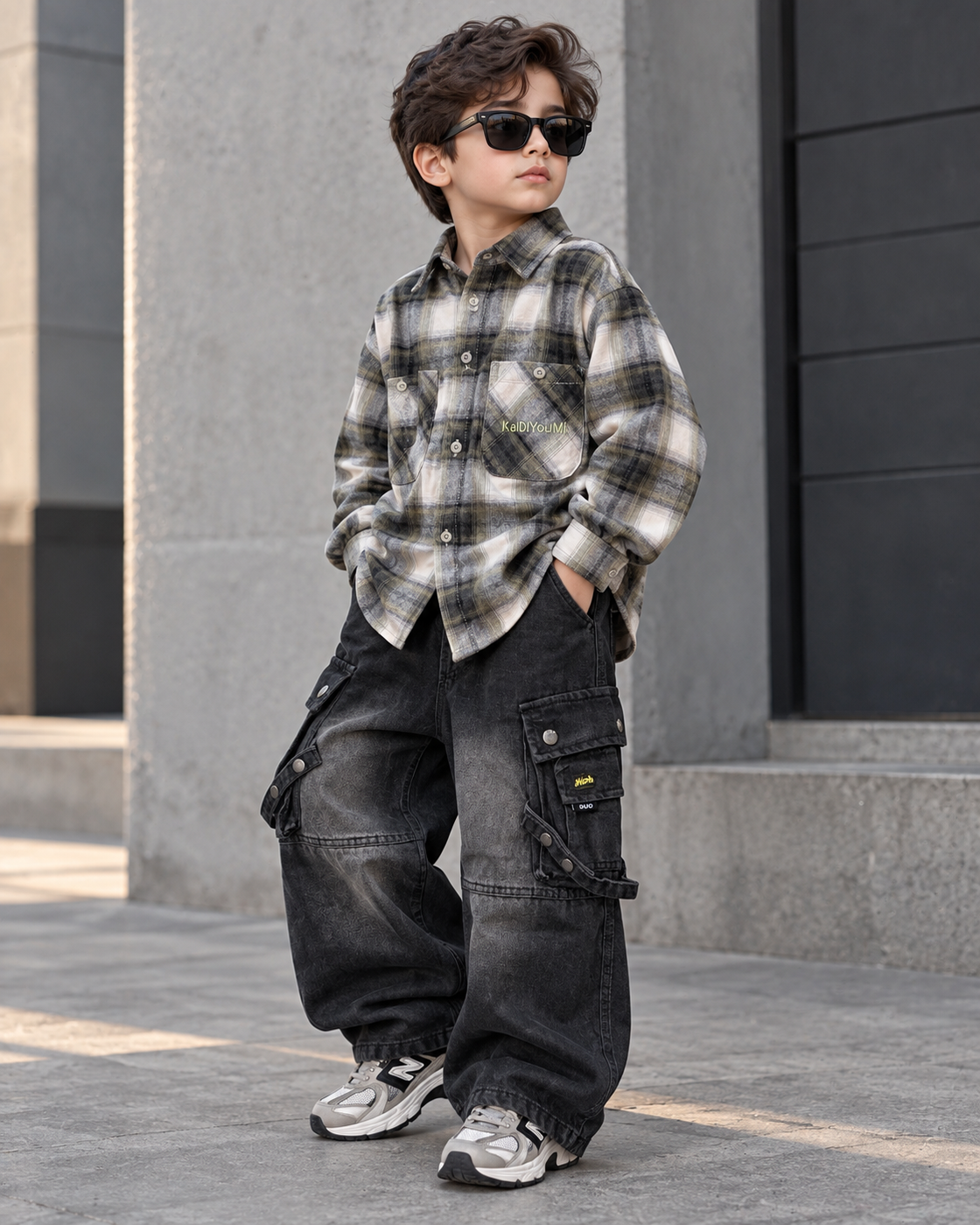 SHIMN14-01 Unisex Full Sleeve Oversized Check Shirt