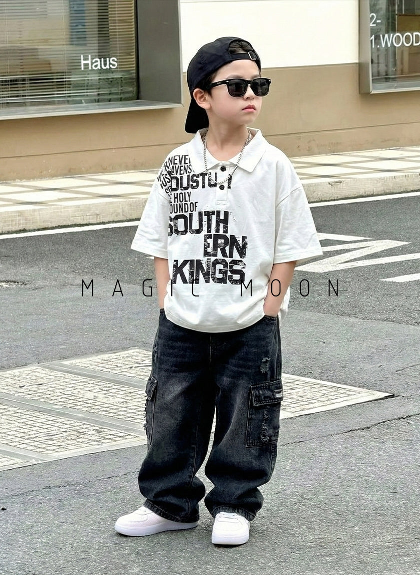 Unisex Half Sleeve Oversized Polo Neck T Shirt