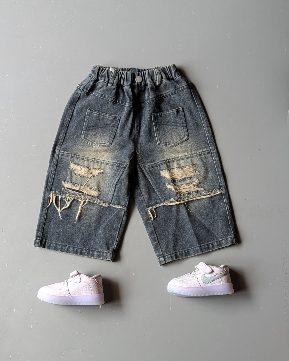 Unisex Distressed Wide Leg Jeans