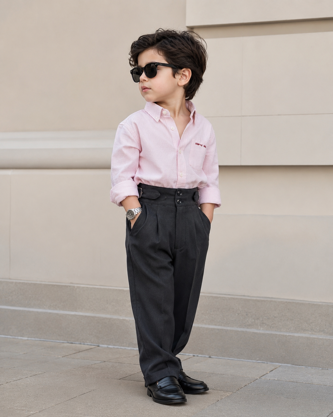 SHGMH04-02 Boys Full Sleeve Oversized Striped Shirt