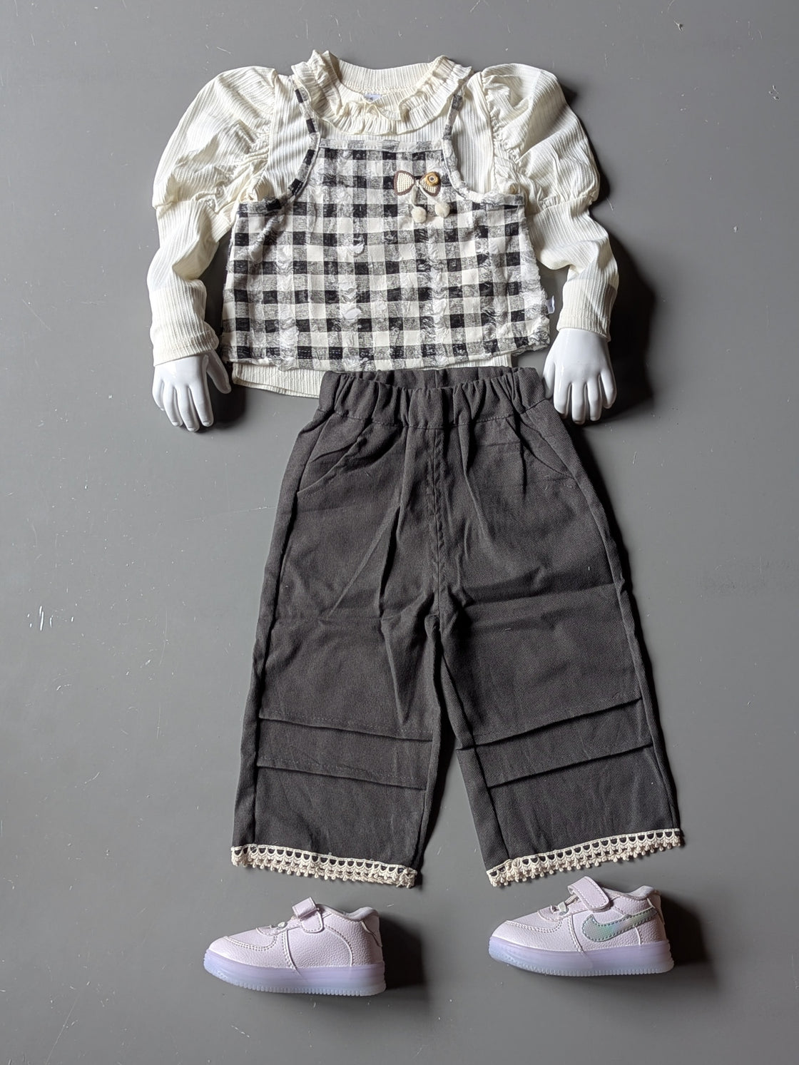 Full Sleeve T Shirt, Check Vest and Pant Set