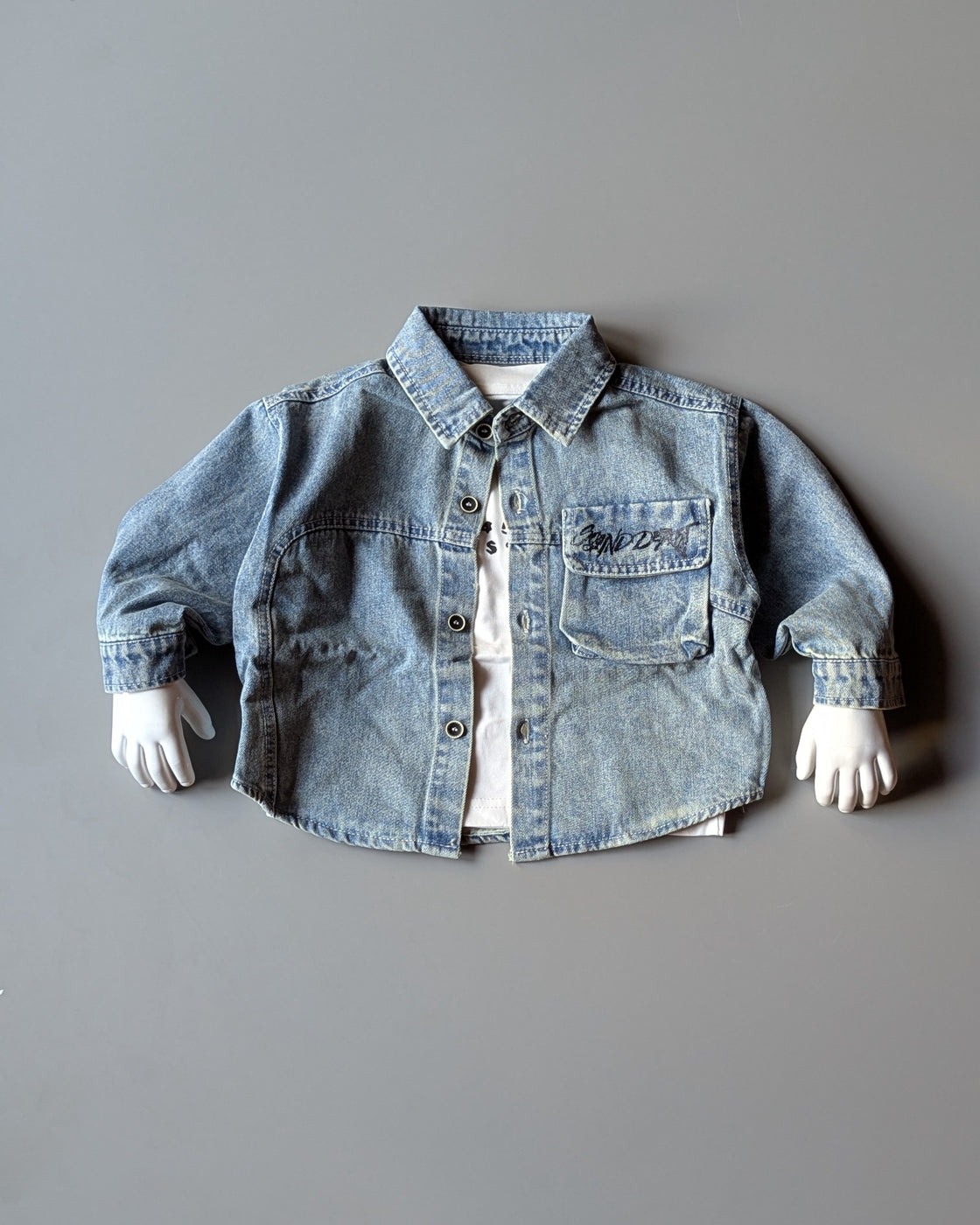 Unisex Full Sleeve Oversized Denim Shirt with Inner T Shirt