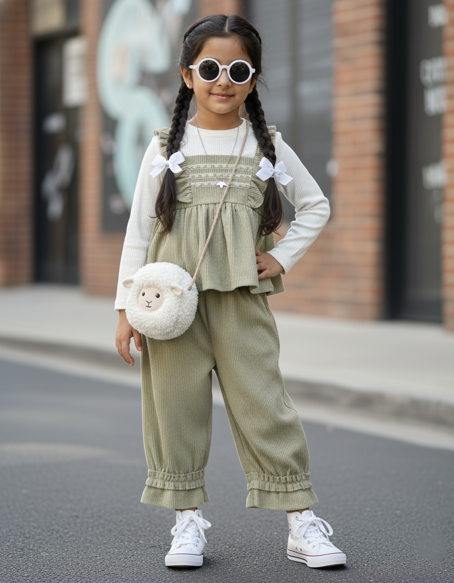 Full Sleeve Inner T Shirt, Vest and Wide Leg Pant Set