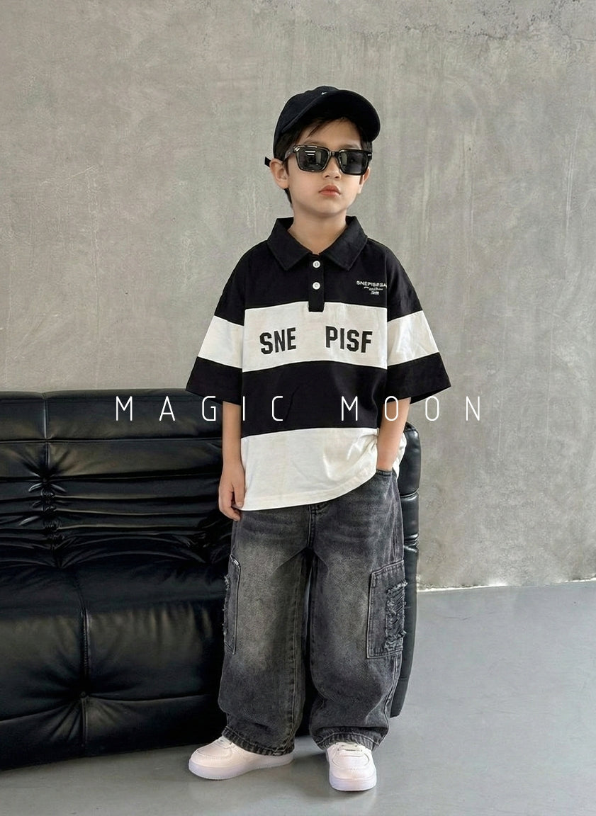 Unisex Half Sleeve Oversized Polo Neck T Shirt